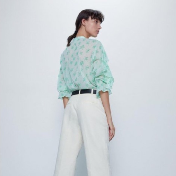 Zara chiffon ruffle blouse size small - Picture 4 of 9